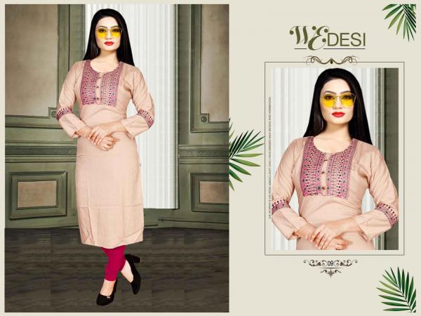 Aagya We Desi 4 Rayon Embroidery Fancy Kurti